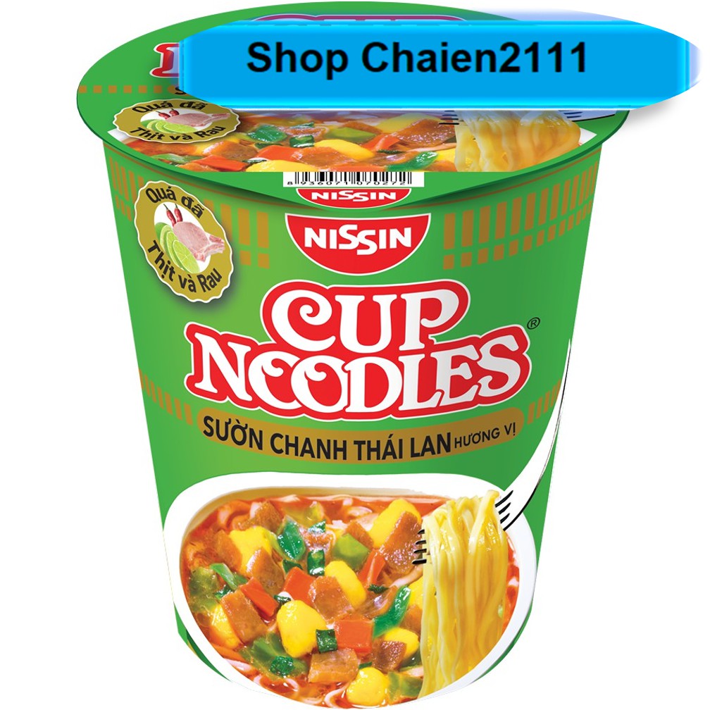 Thùng 12 Ly Mì Sườn chanh Thái Lan 74g Cup Noodles Nissin