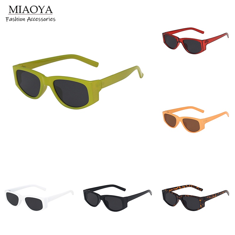 Kính Mát Mắt Mèo Gọng Vuông Màu Xanh Lá Phong Cách Retro Thời Trang