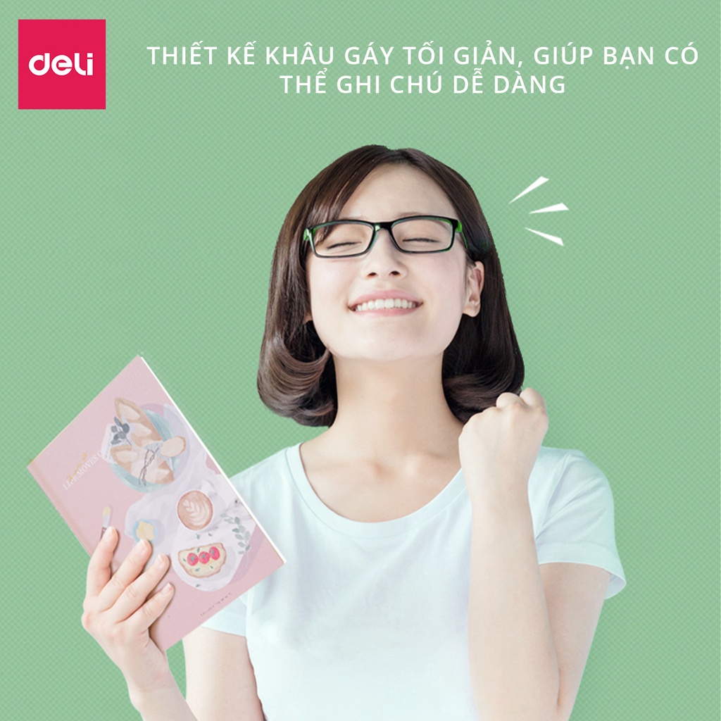 Sổ ghi chép khâu gáy Deli- Kẻ ngang, khổ B5 120 trang - Bìa họa tiết dễ thương - Phù hợp cho học sinh làm bài, văn phòng