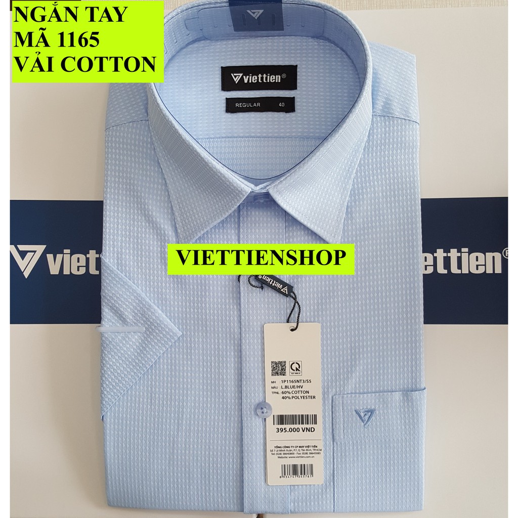 (1165 HVS) ÁO SƠ MI VIỆT TIẾN NGẮN TAY HOA VĂN