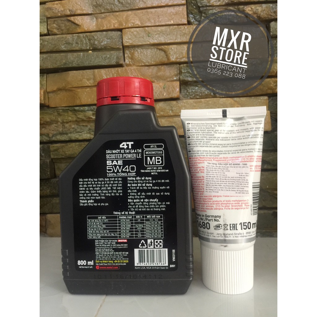 [Combo] Dầu Nhớt Tay Ga Motul Scooter Power LE 5w40 + Nhớt Láp Liqui Moly 80w40