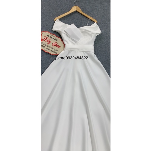 ĐẦM CÔ DÂU BẸT VAI  XẾP LY BO EO full size S/M/L/XL ( ẢNH VÀ VIDEO DO CHỦ SHOP TỰ CHỤP 10000%)