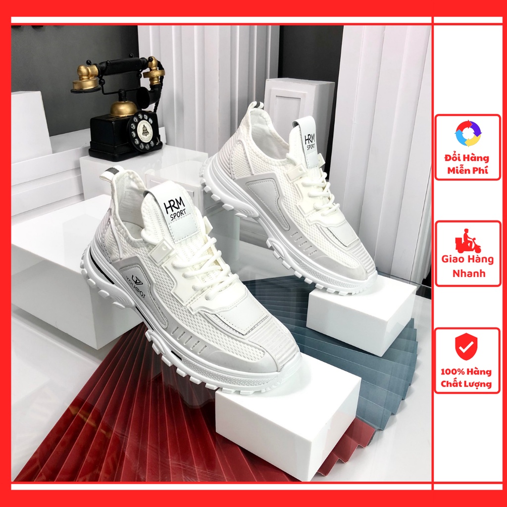 giày sneaker nam trắng 𝑭𝑹𝑬𝑬𝑺𝑯𝑰𝑷 giày sneaker nam trắng giá rẻ nhất - Vải dệt cao su non đi êm chân cực phong cách