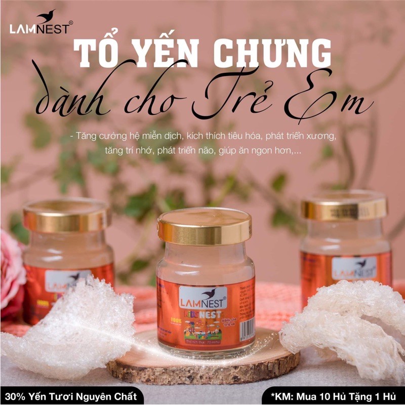 Combo 10 hủ yến sào kids cho bé 30% yến (tặng 2 hủ)