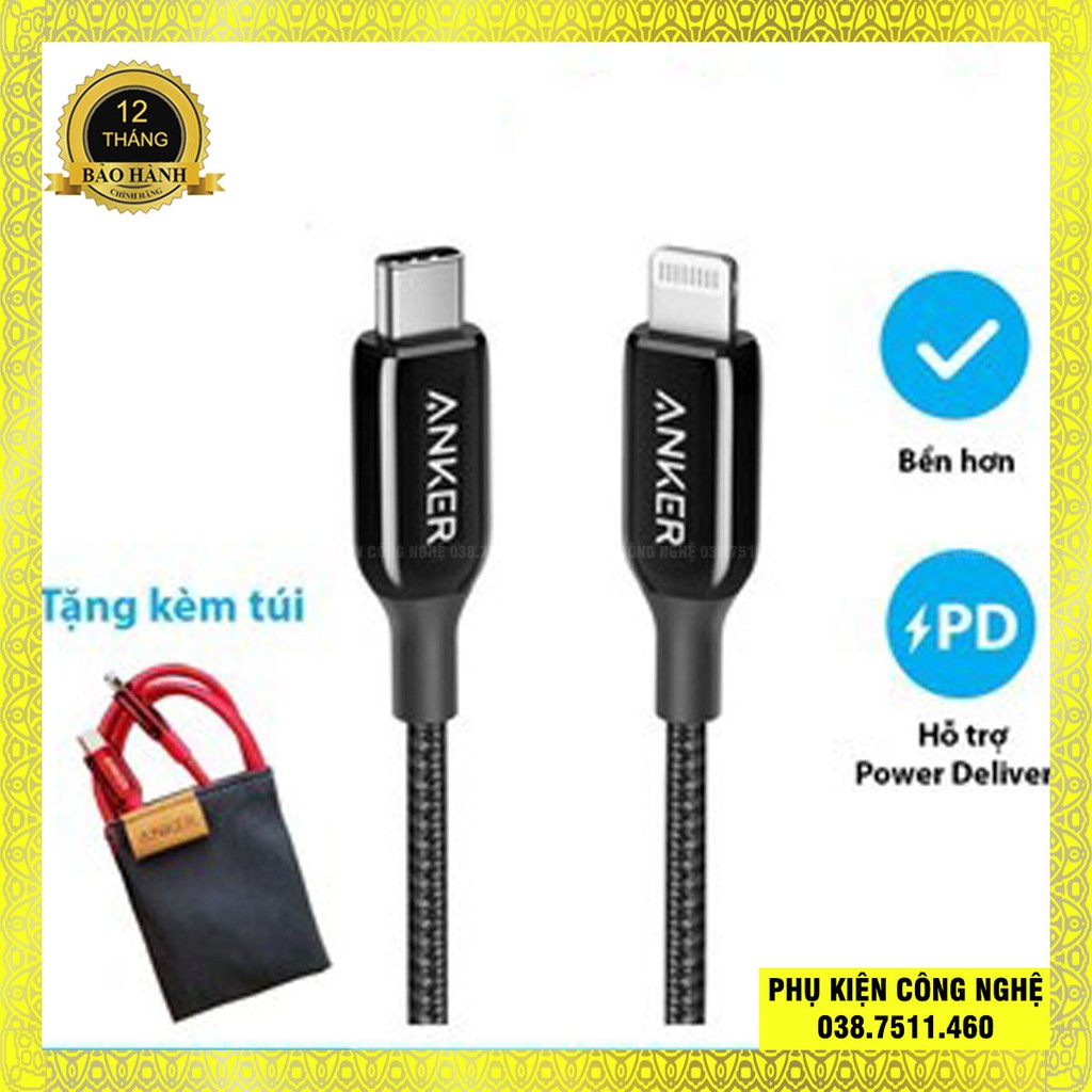 Cáp sạc nhanh Anker PD A8842/A8843 PowerLine III+ TypeC to Lightning