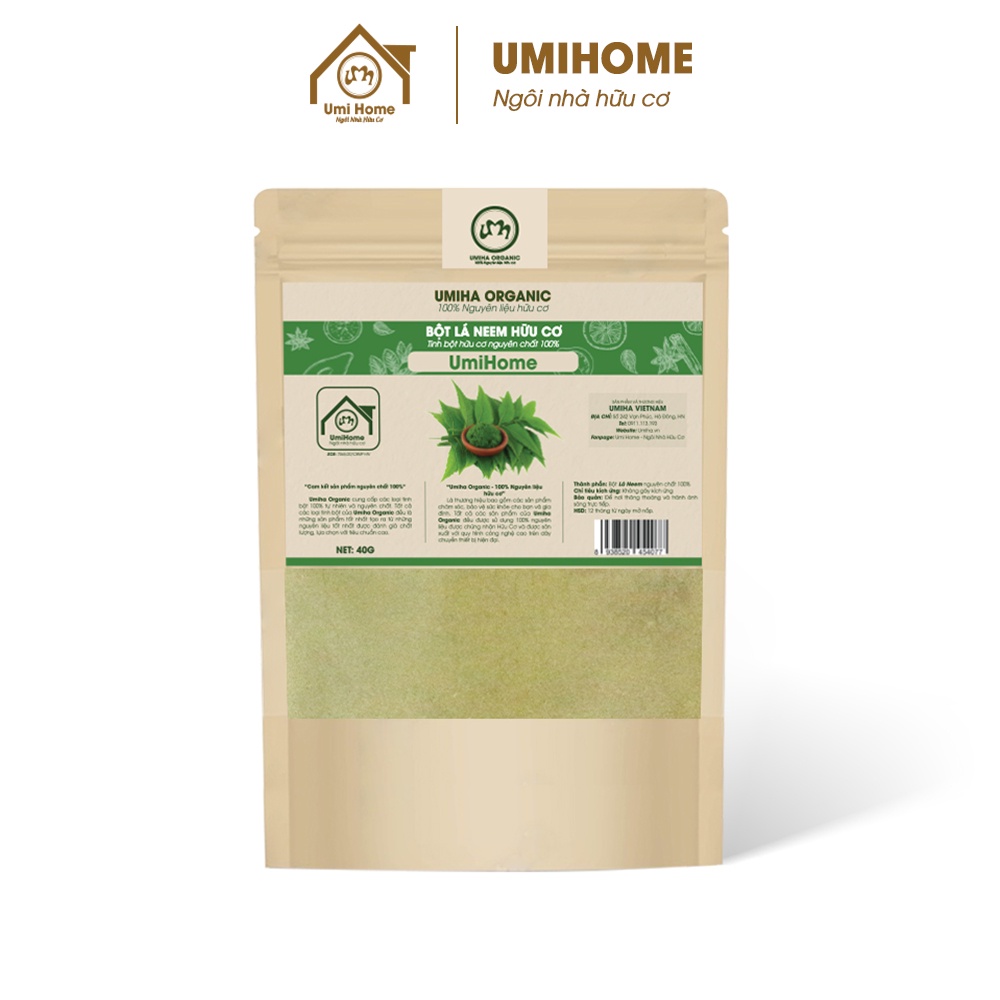 Bột Lá Neem hữu cơ UMIHOME nguyên chất 135G - Dưỡng da trắng sáng, loại bỏ mụn thâm nám hiệu quả