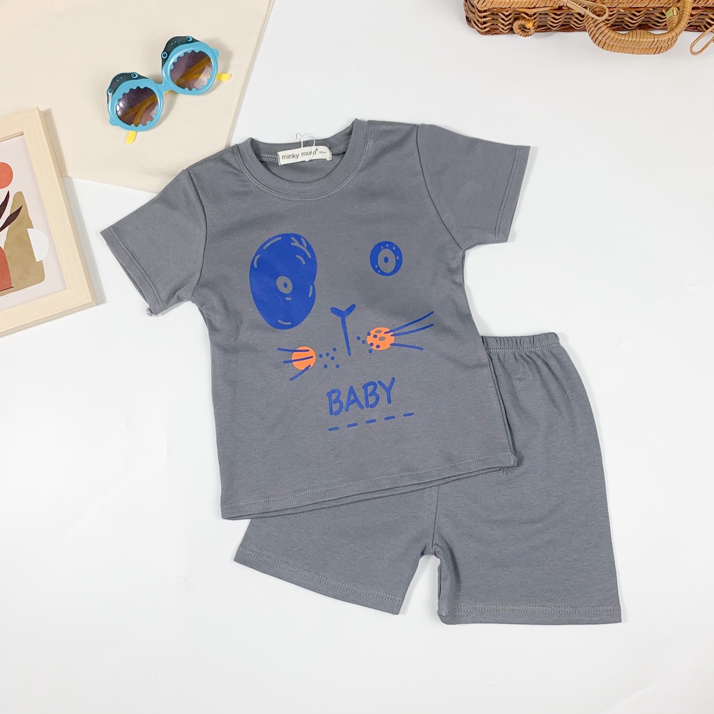 Quần áo cộc tay nam nữ chất cotton hàn, bộ quần áo trẻ em minky mom cho bé trai bé gái-1046