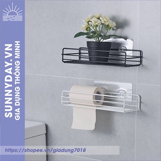 Kệ sắt chữ nhật để đồ nhà tắm, phòng bếp dán tường siêu chắc kệ để gia vị inox đa năng Sunnyday.vn