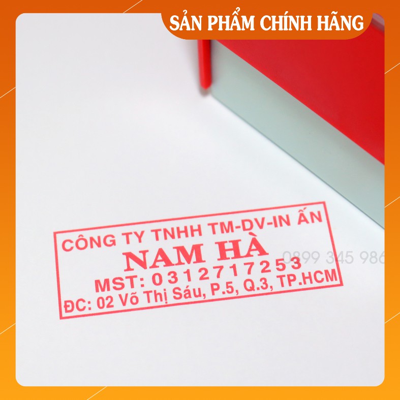 Con dấu vuông công ty mã số thuế làm con dấu theo yêu cầu kích thước 22x58mm