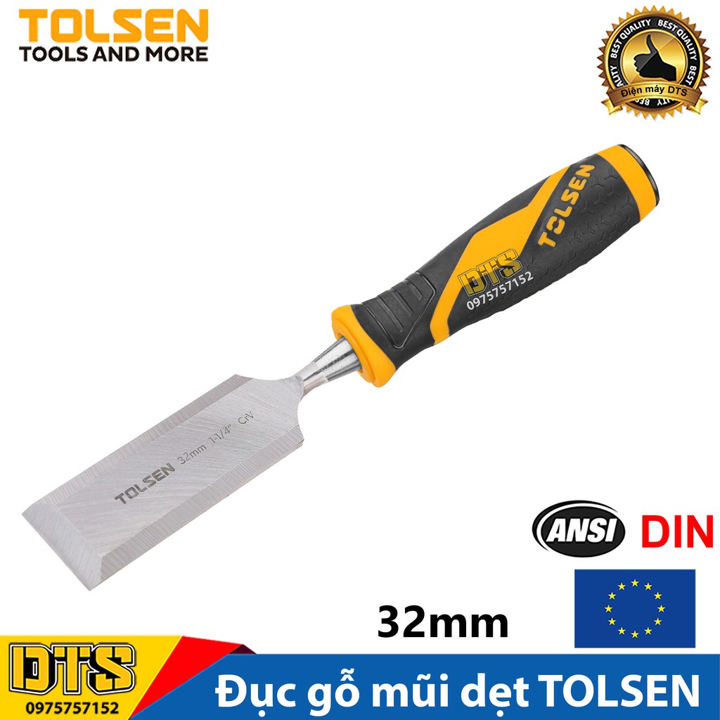 Đục gỗ mũi dẹt cầm tay chuẩn công nghiệp TOLSEN 32mm (1-1/4 inch) - Tiêu chuẩn xuất khẩu Châu Âu