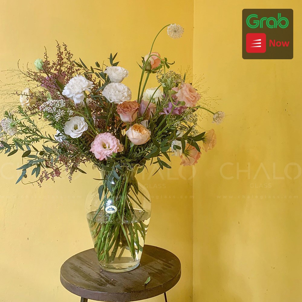 ◄✽ Lọ hoa thuỷ tinh lục bình miệng bèo các cỡ - Sản xuất thủ công tại Việt Nam