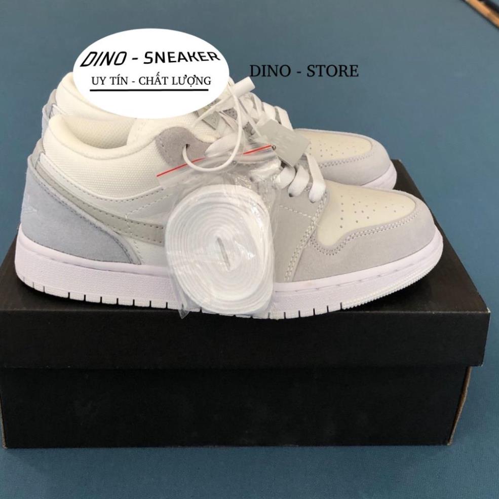 Giày JD pari màu trắng xám, giày JD1 low pari thấp mới full phụ kiện hàng cao cấp, full size 36-43