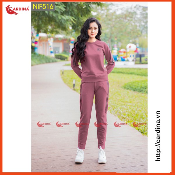 Bộ Nỉ Nữ Thu Đông Cao Cấp CARDINA Chất Cotton Tự Nhiên, Mềm Mại