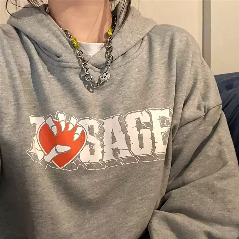 ZHELIHANGFEI Áo Hoodie Tay Dài In Chữ Phong Cách Mỹ