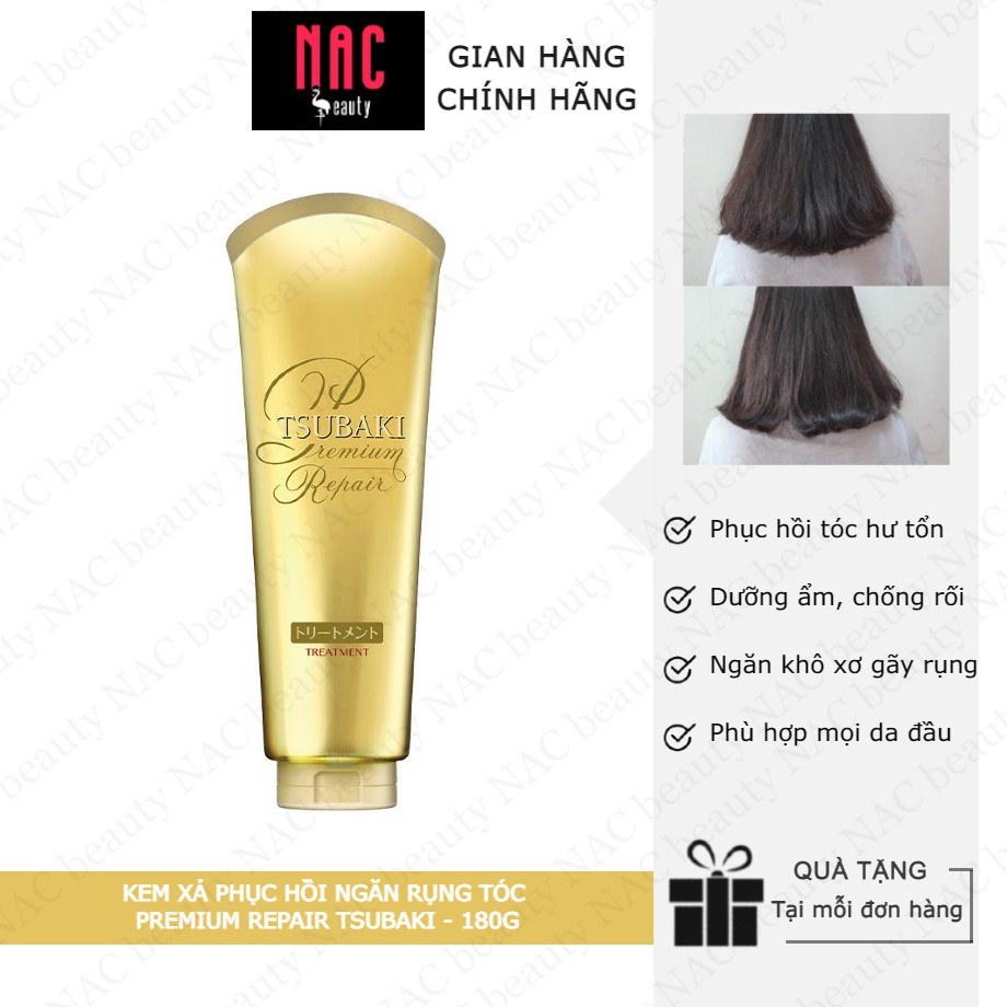 Kem xả Phục hồi ngăn rụng tóc Premium Repair Tsubaki 180g - NAC BEAUTY