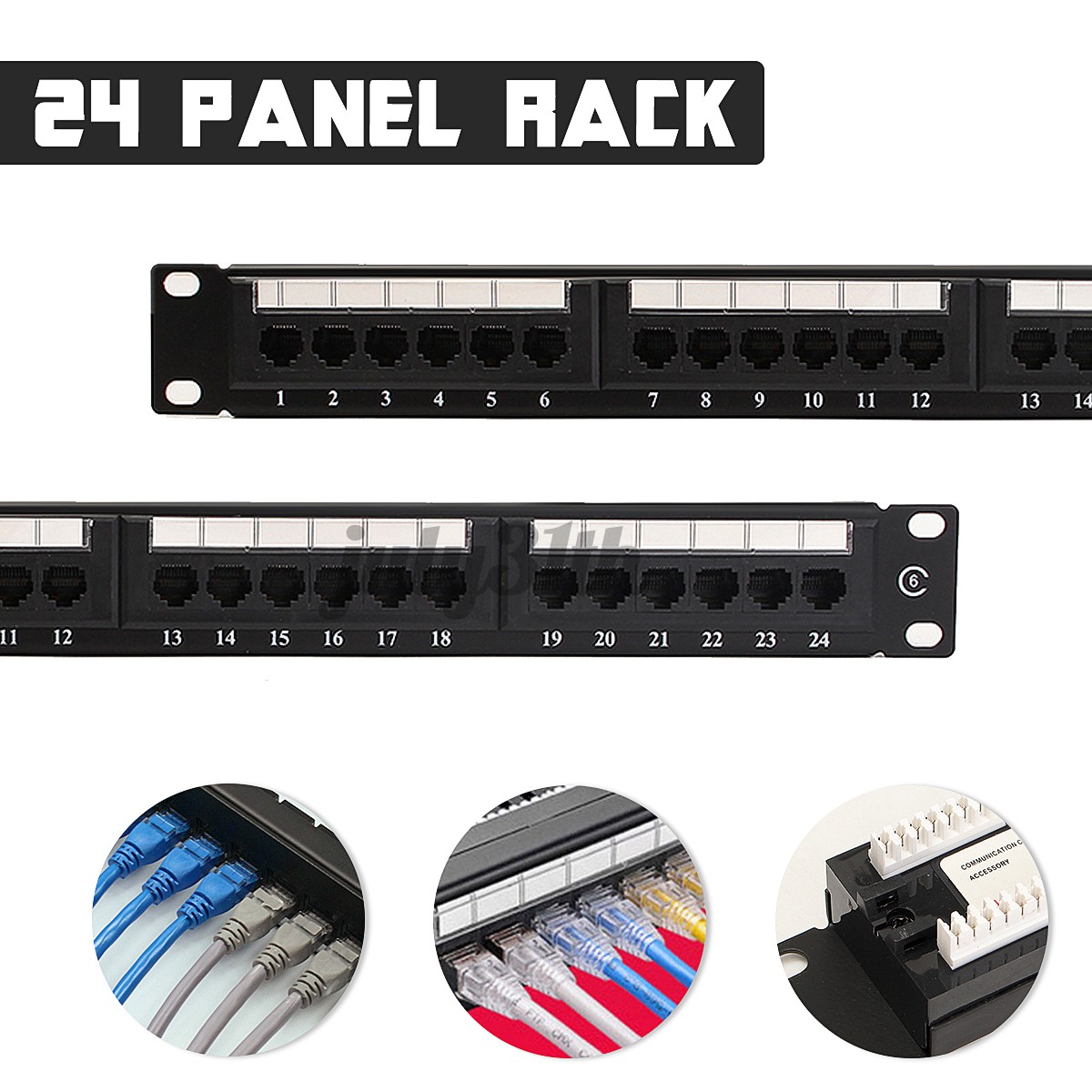  24 Port CAT6 RJ45 110 Network Ethernet Rack Mount 1U 1RU One Space Patch Panel