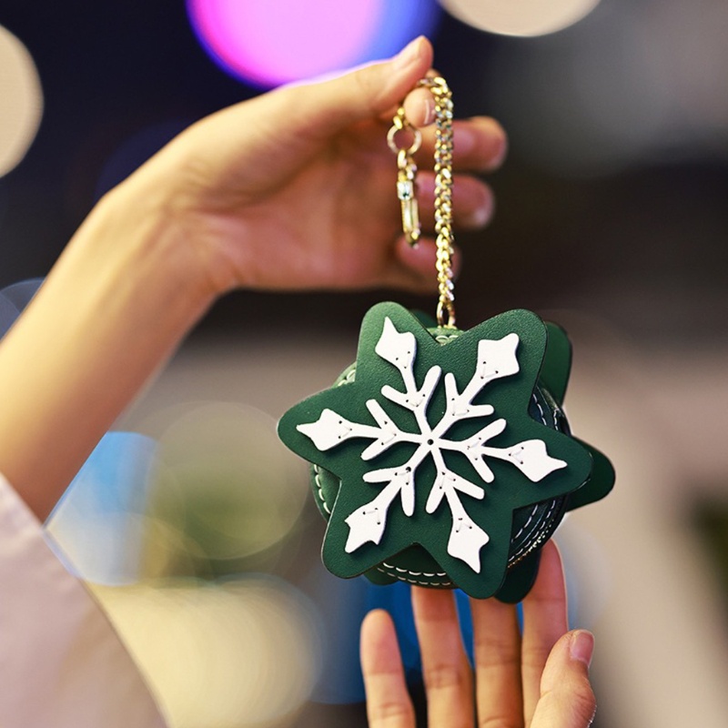 Ví Da Nhỏ Đựng Tiền Xu Kèm Móc Khóa DIY Phong Cách Giáng Sinh Cho Nữ