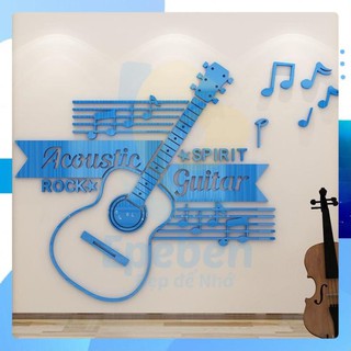 Tranh Dán Tường Mica 3D Acoustic Guitar Spirit Rock Trang Trí Phòng Nhạc