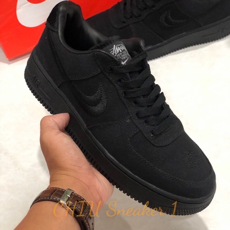 Giày thể thao tăng chiều cao af1 vải Full đen cao cấp giày Sneaker air force 1 Full đen