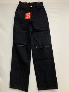 Quần jeans nữ đen rách gối