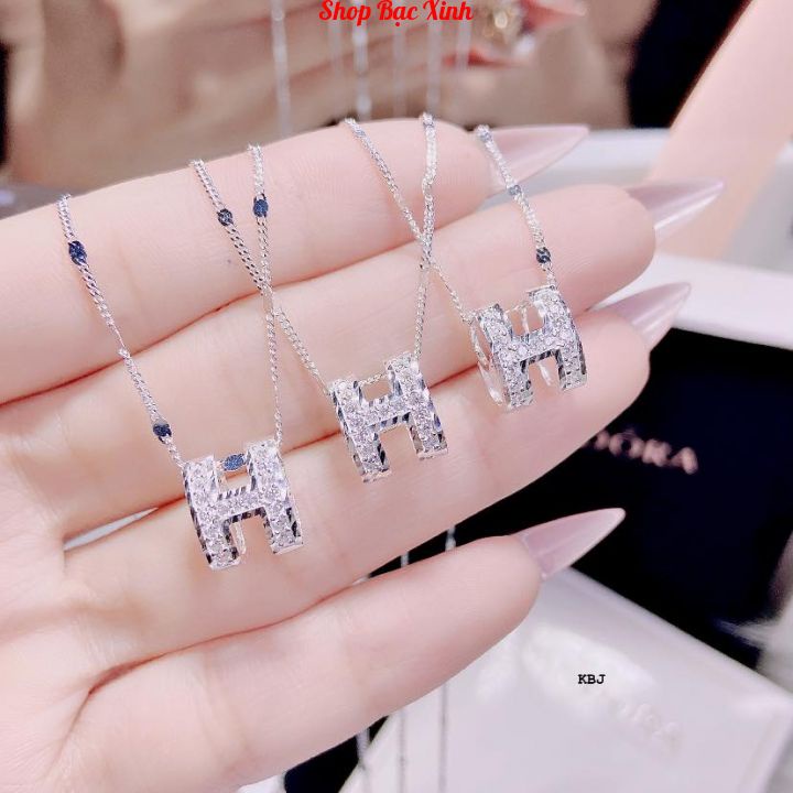 Dây chuyền mặt chữ H , dây chuyền bạc sang chảnh.