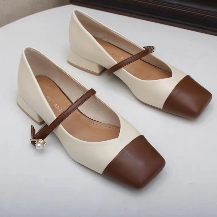 Giày Búp Bê Mũi Vuông Đế Mềm Thiết Kế Đơn Giản Phong Cách Retro Thời Trang Cho Nữ