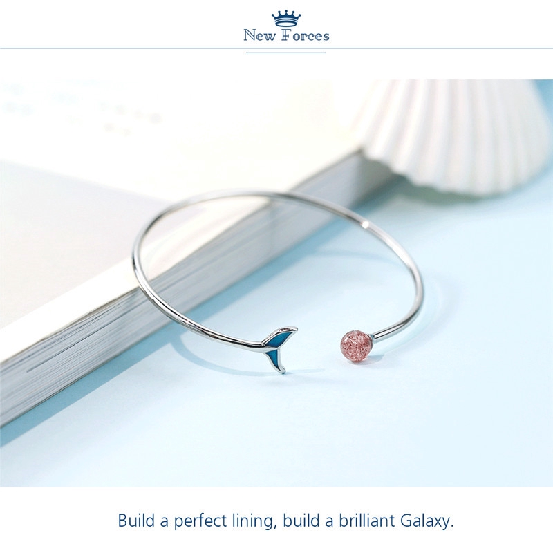 Vòng Tay Mạ Bạc 925 Hình Đuôi Cá Đính Ngọc Trai Đơn Giản Xinh Xắn