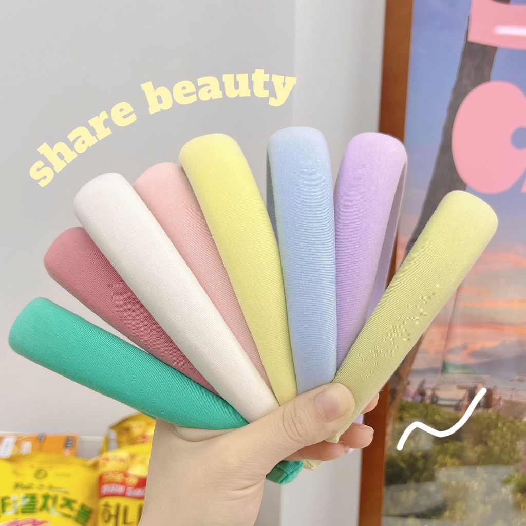 Băng Đô Cài Tóc Bản Rộng Bằng Xốp Màu Kẹo Ngọt Dễ Thương