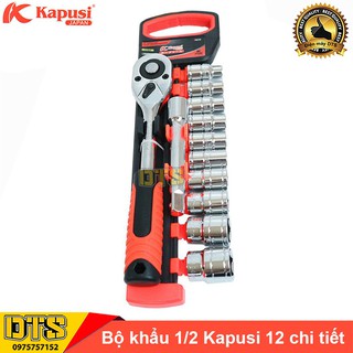 Bộ tuýp sửa chữa - bộ khẩu 1/2 cần tự động 12 chi tiết Kapusi Japan giocongcu