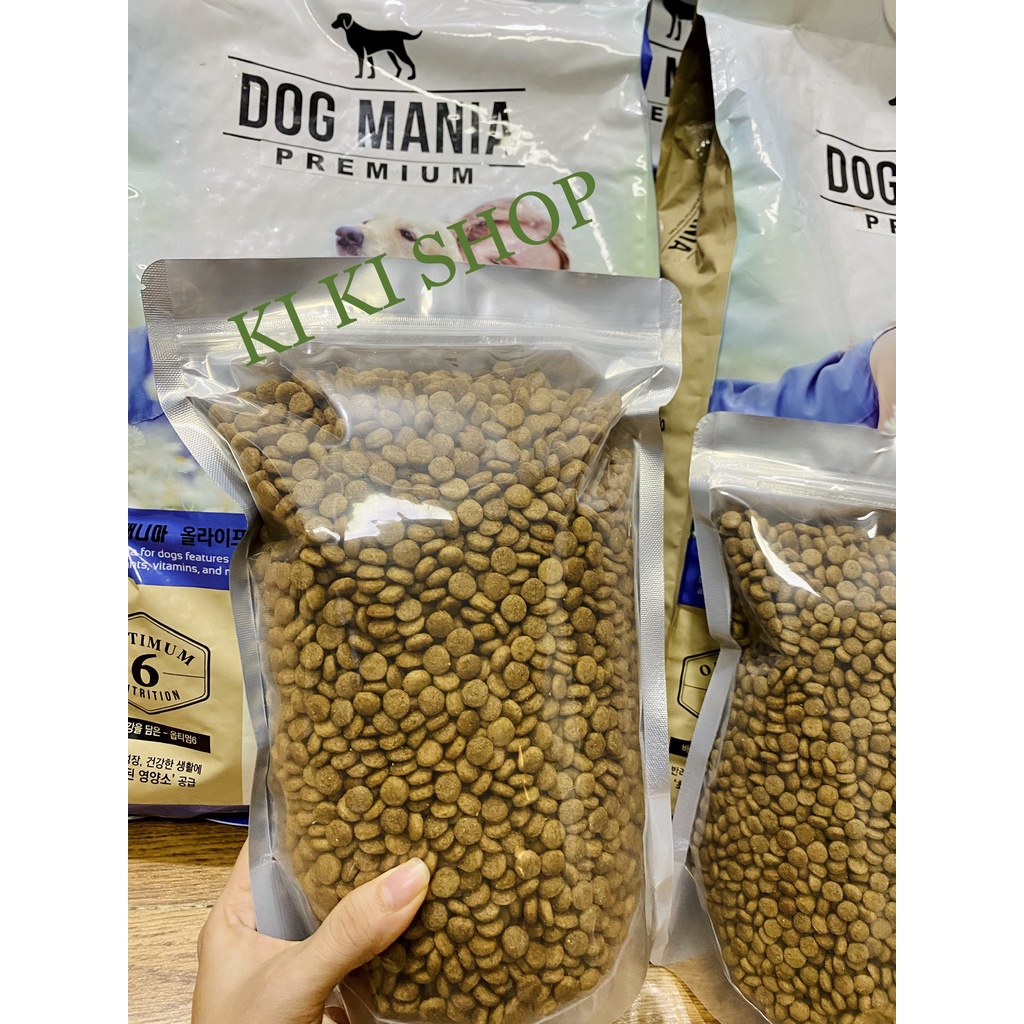 Thức ăn hạt cho chó trên 1 tuổi DOG MANIA 1kg- giảm mùi hôi của phân, nguyên liệu cao cấp