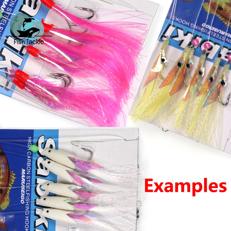 Móc Câu Cá Sabiki Bằng Sợi Tổng Hợp Phát Sáng Và Lấp Lánh