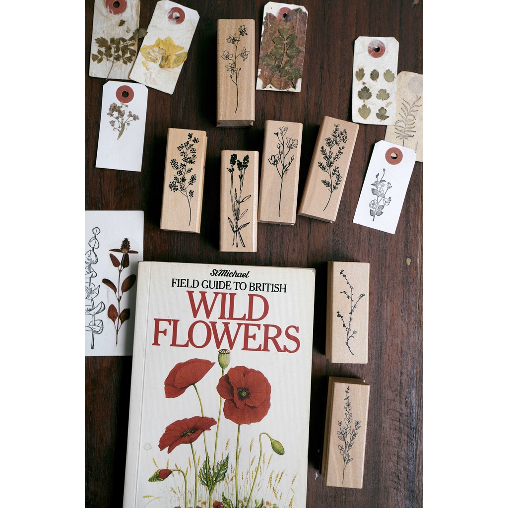 Con dấu gỗ - bộ Wild flowers