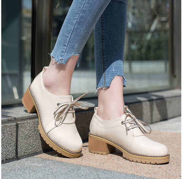 Giày da Giày bốt Martin phong cách Nhật Bản đế vừa 5.5cm gót thô giầy lười đính nơ | BigBuy360 - bigbuy360.vn