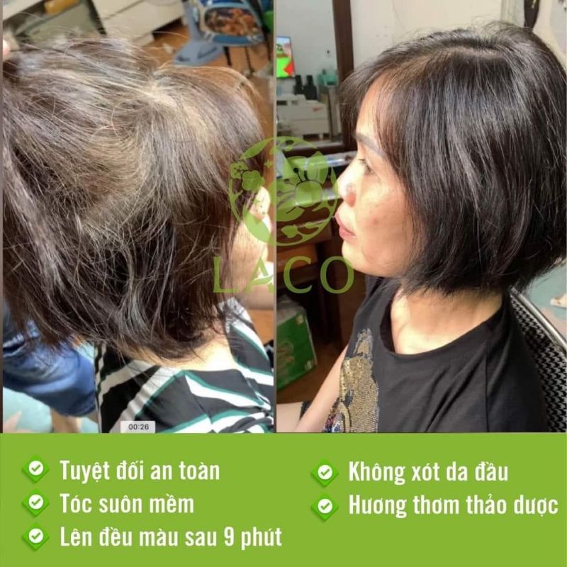 [Siêu ưu đãi] Dầu gội phủ bạc Laco - Lên màu sau 9 phút, không đau xót da đầu, hương thơm thảo dược, an toàn tuyệt đối