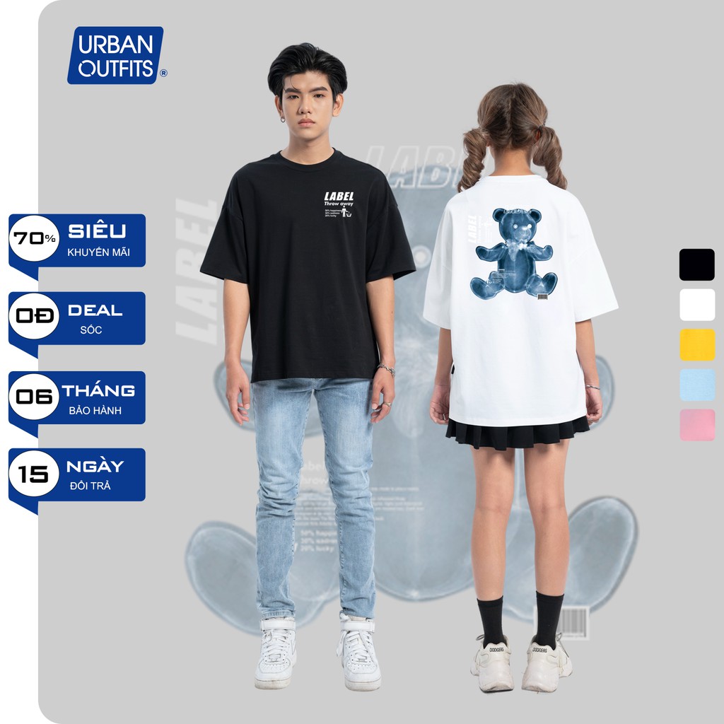 Áo Thun Tay Lỡ Nữ Nam Form Rộng URBAN OUTFITS In GẤU LABEL ATO18 Cotton 4 Chiều Local Brand