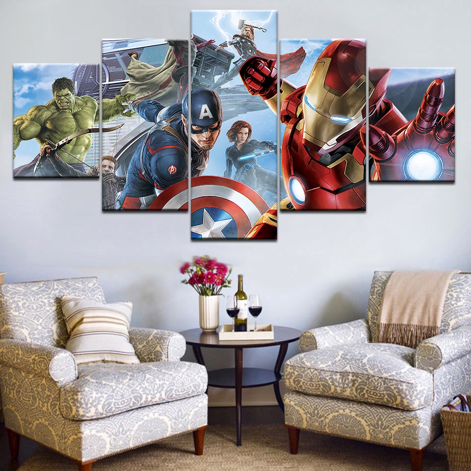 Tranh canvas nghệ thuật hình siêu anh hùng treo tường trang trí nội thất
