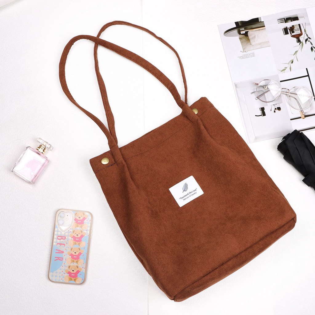 Túi tote đeo vai bằng vải nhung cỡ lớn nhiều màu thời trang cho nữ