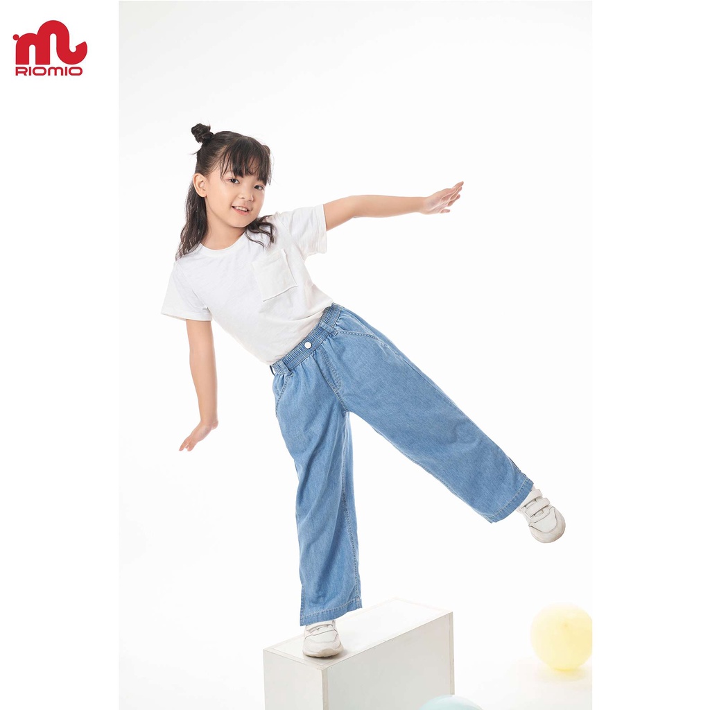 Quần jean cho bé gái ống rộng xẻ gấu đi học đi chơi RIOMIO size 20-55kg 100% cotton jean USA - RO233