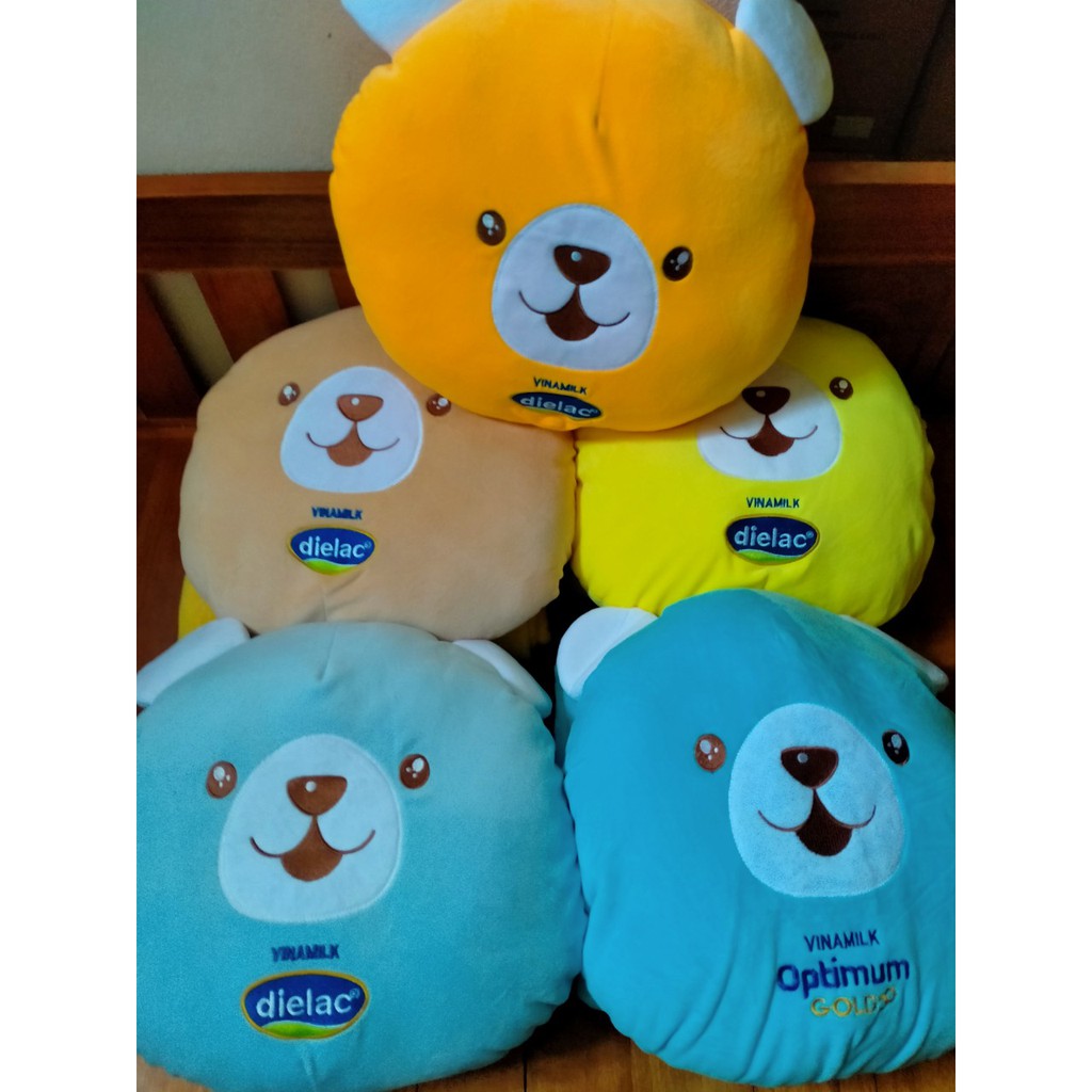 Bộ chăn gối 2 trong 1 - hình gấu có mền bên trong size 47cm*35cm chất liệu nỉ nhung mềm mịn cao cấp