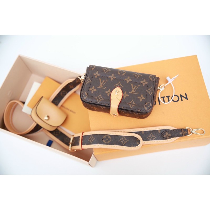 Set LV kèm ví fullbox nguyên seal size 16 da lì quai bản to