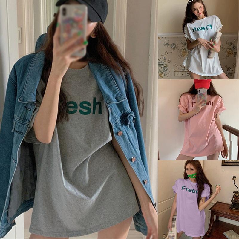 Áo Thun Nữ Tay Ngắn Cổ Tròn In Chữ Thời Trang