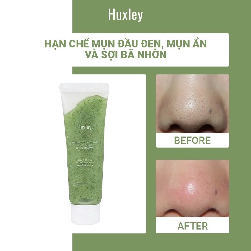 Tẩy Tế Bào Chết HUXLEY (size 30gr), Mặt Nạ Tẩy Da Chết Tinh Chất Xương Rồng Không Gây Khô Da (mini size-30g)