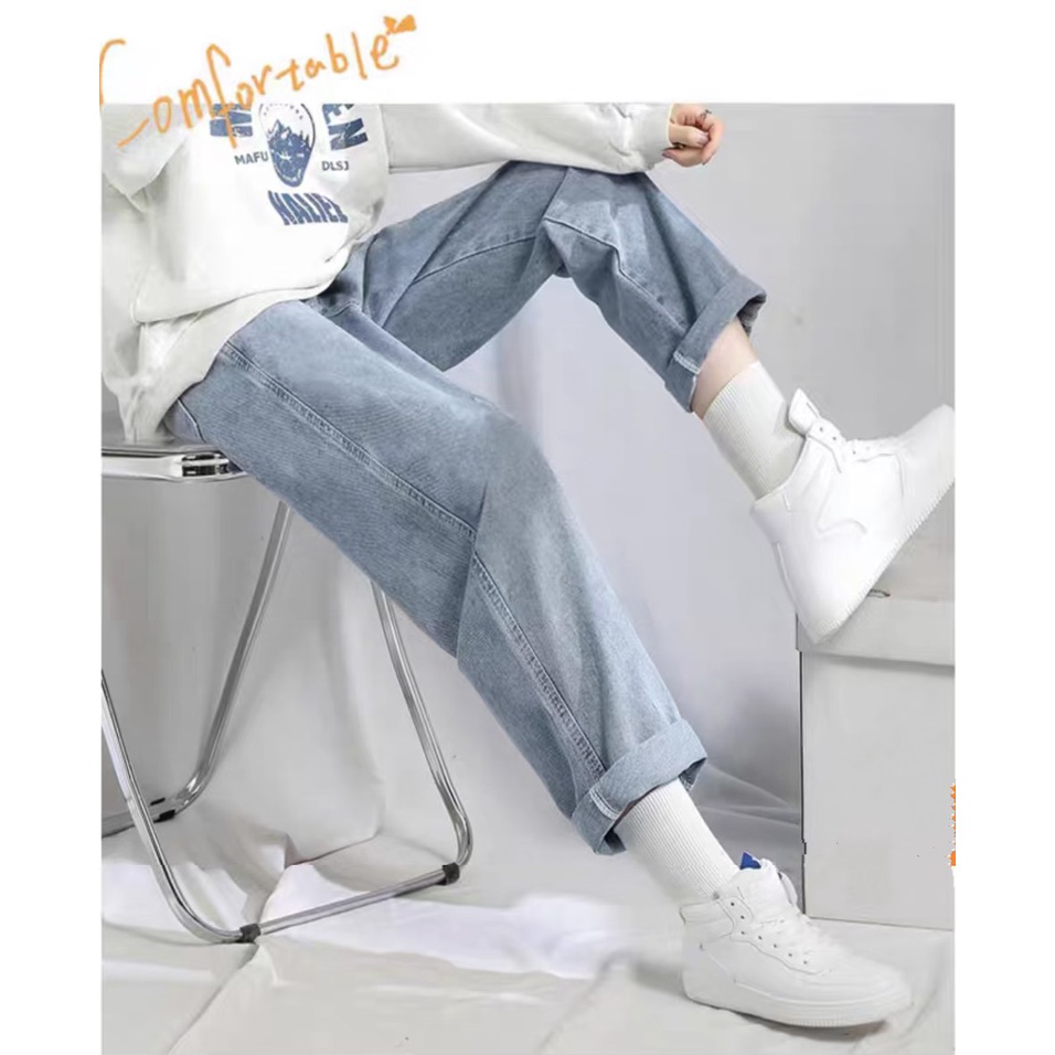 Quần jean baggy nữ ống suông, rộng NS-01 LoveWear Phong cách Hàn Quốc 2021
