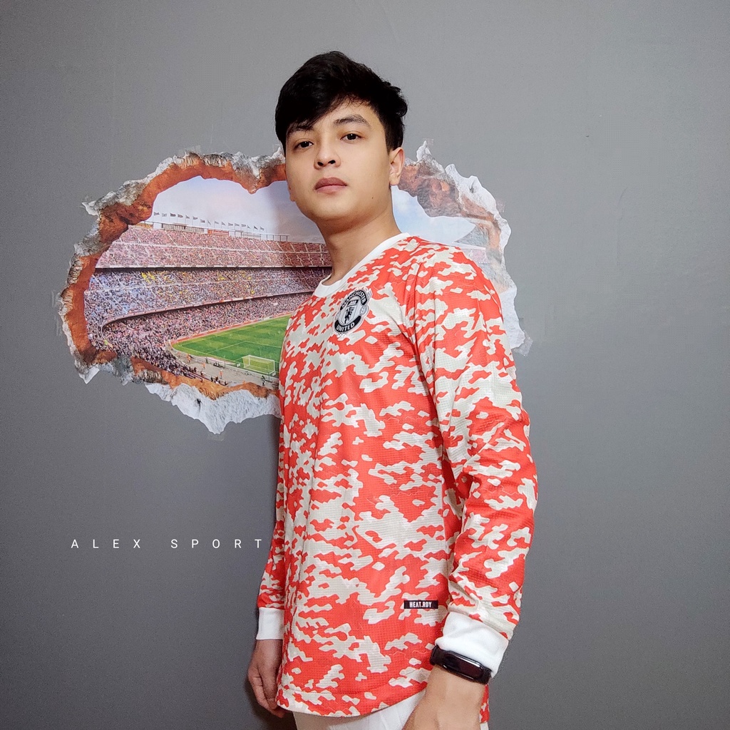 Bộ quần áo bóng đá Training CLB MU loang đỏ bản dài tay - Alex Sport