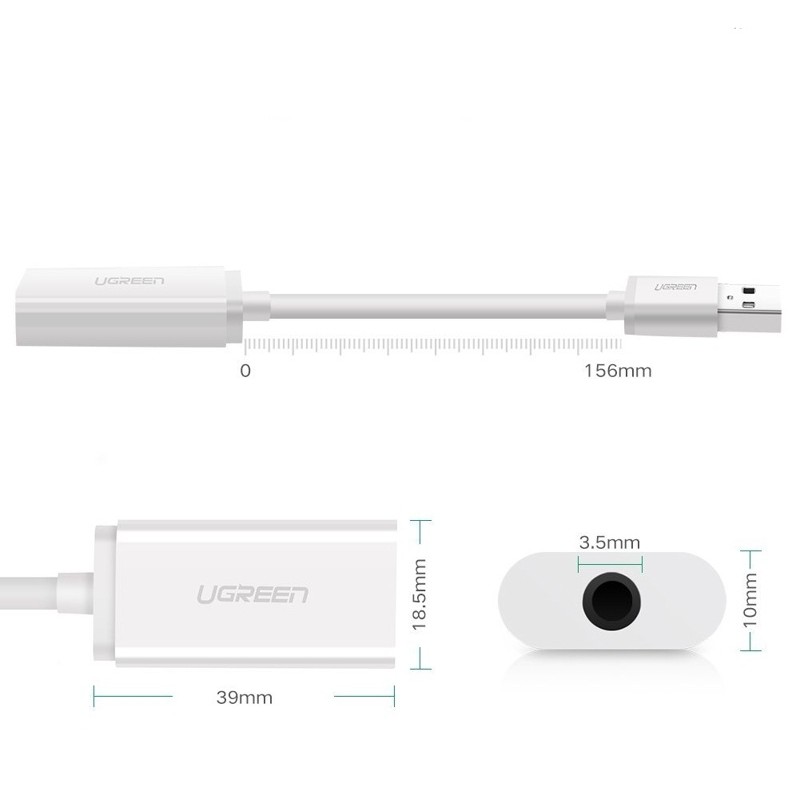[Mã ELHACE giảm 4% đơn 300K] Cáp chuyển USB ra audio 3.5mm (Mic và Tai Nghe) Ugreen 30712