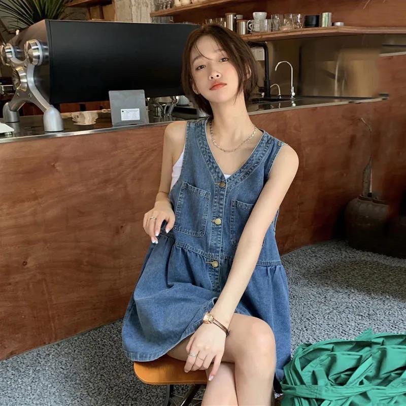 Đầm Yếm denim mùa hè hàng loại 1 nặng tay bigsize 3xl