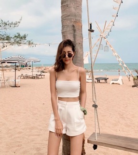 Áo 2 dây croptop sợi bún chất len tăm ✨