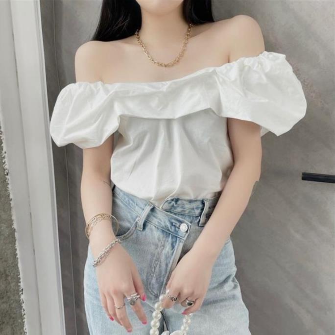 Áo trễ vai nữ tay phồng MaiRin Fashion chất vải lụa kiểu hở vai siêu dễ phối đồ 033