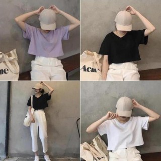 Áo CROPTOP Nữ hở eo cổ tim/cổ tròn trơn
