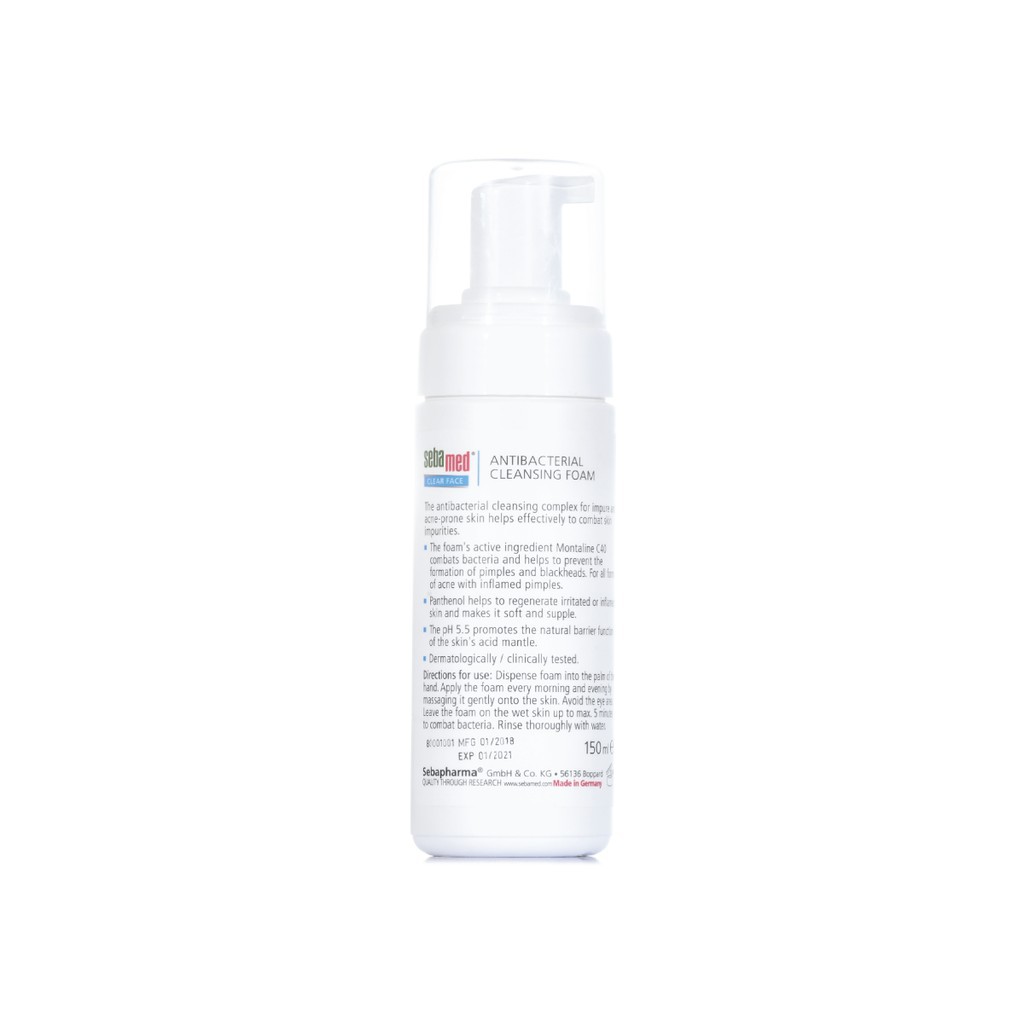 [Chính hãng] Sữa rửa mặt tạo bọt kháng khuẩn giảm mụn Sebamed pH5.5 Clear Face AntiBacterial Cleansing Foam 150ml